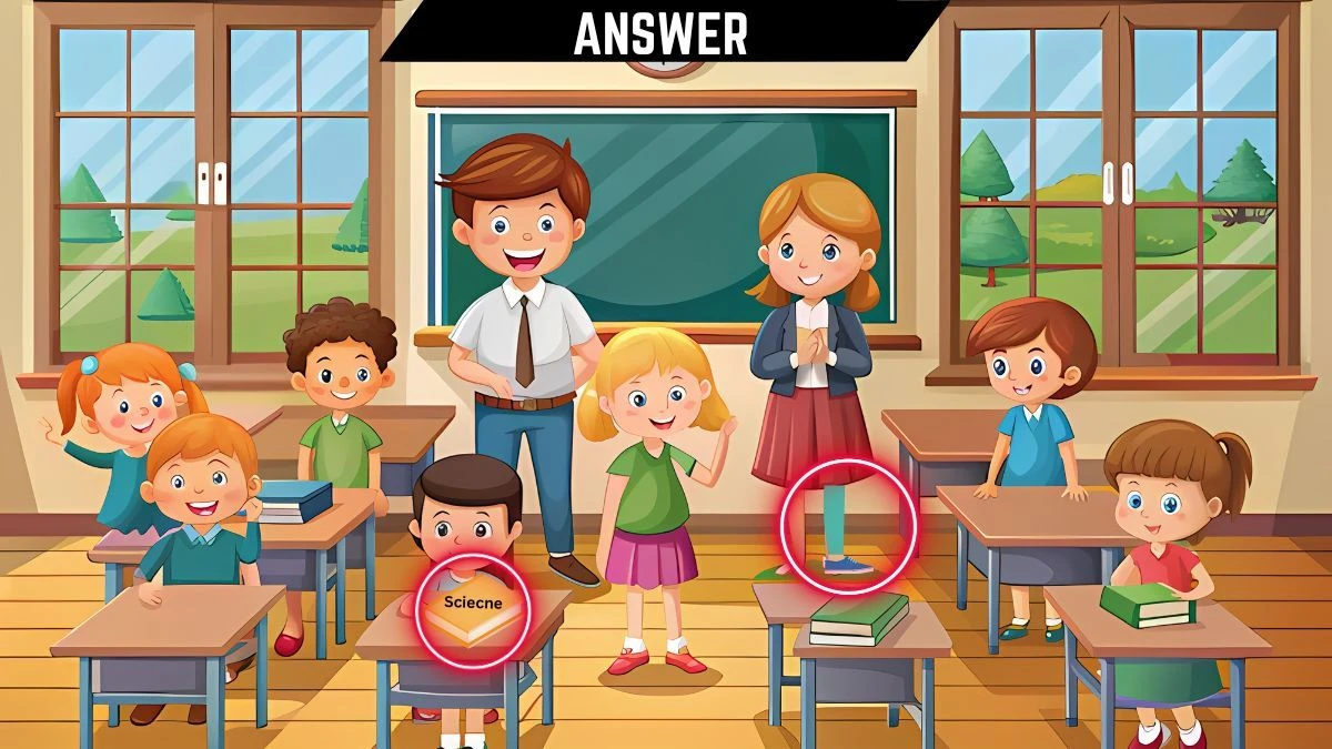 Spot the 2 Mistakes Picture Puzzle: Only High IQ Geniuses Can Spot the 2 Mistakes in this Classroom Image in 9 Secs