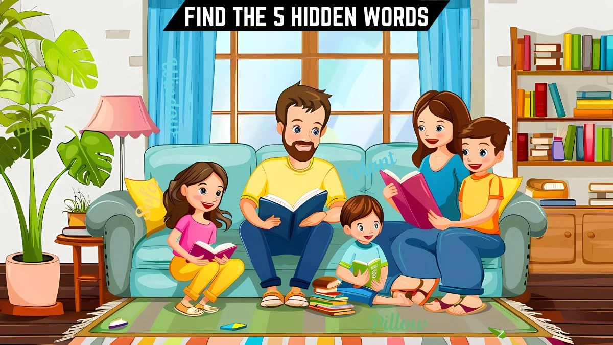 Puzzle IQ Test: Only 1 out of 9 can spot the 5 Hidden Words in this Family Image in 10 Secs