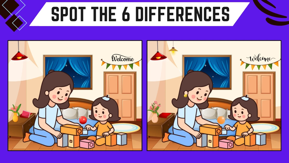 Spot the Difference Game: Only People with 50/50 Vision Can Spot the 6 Differences in this Mother and Daughter Image in 15 Secs