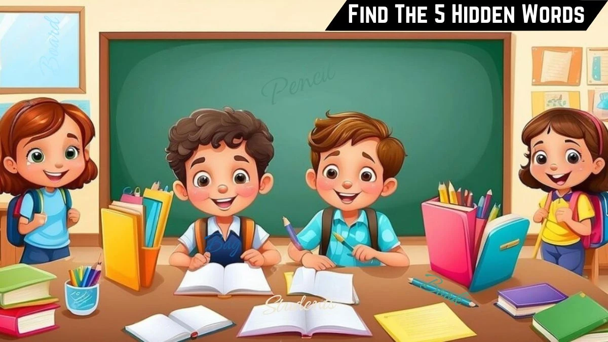 Picture Puzzle IQ Test: Only detective minds can spot the 5 hidden words in this classroom picture in 15 secs