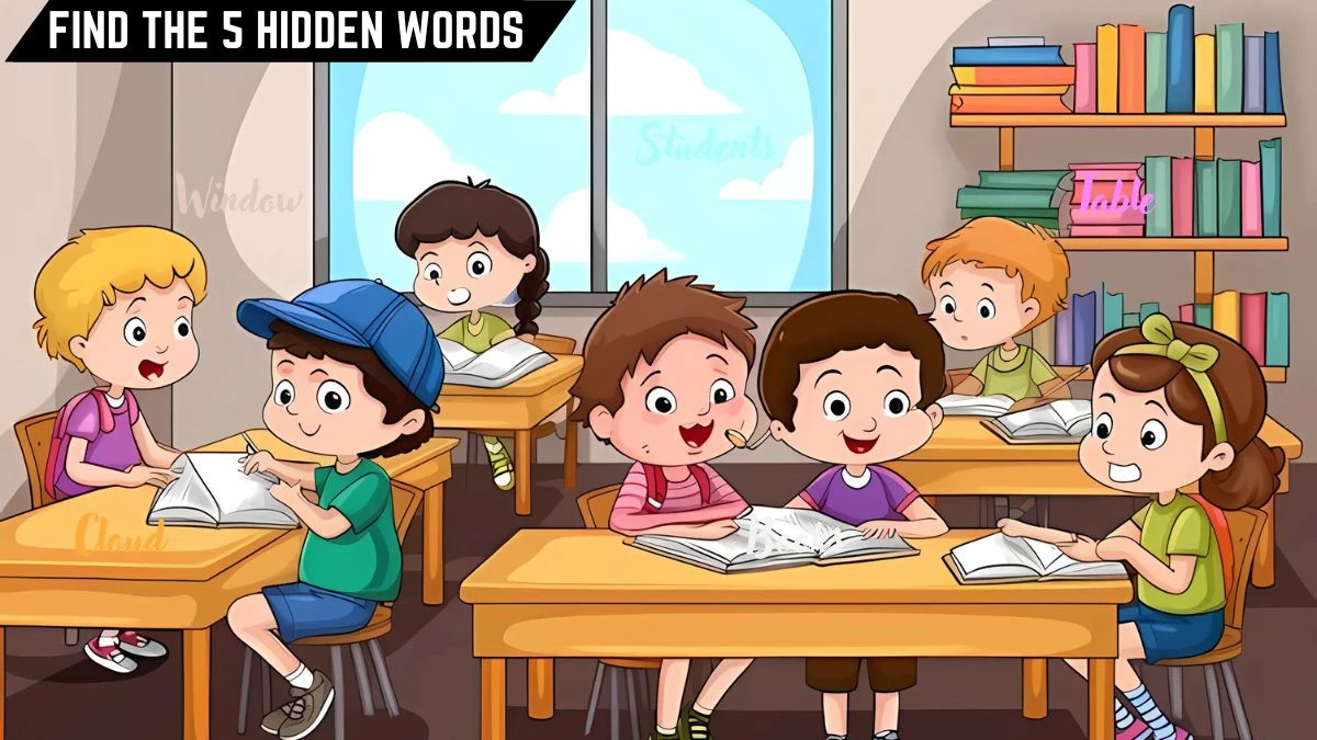 Brain-Teaser IQ Test: Only 5 Out of 10 Can Spot the 5 Hidden Words in this Classroom Image in 14 Secs