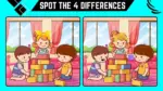 Spot the Difference Game: Only 20/20 Vision People Can Spot the 4 Differences in this Kids Playing Image in 12 Secs