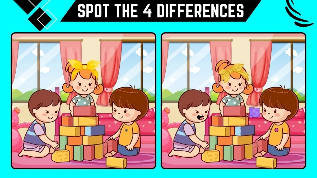 Spot the Difference Game: Only 20/20 Vision People Can Spot the 4 Differences in this Kids Playing Image in 12 Secs