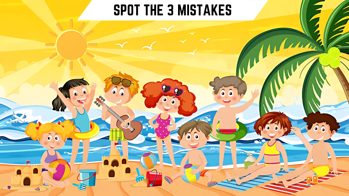 Brain Teaser IQ Test: Only High IQ Genius Can Spot the 3 Mistakes in this Beach Image in 12 Secs