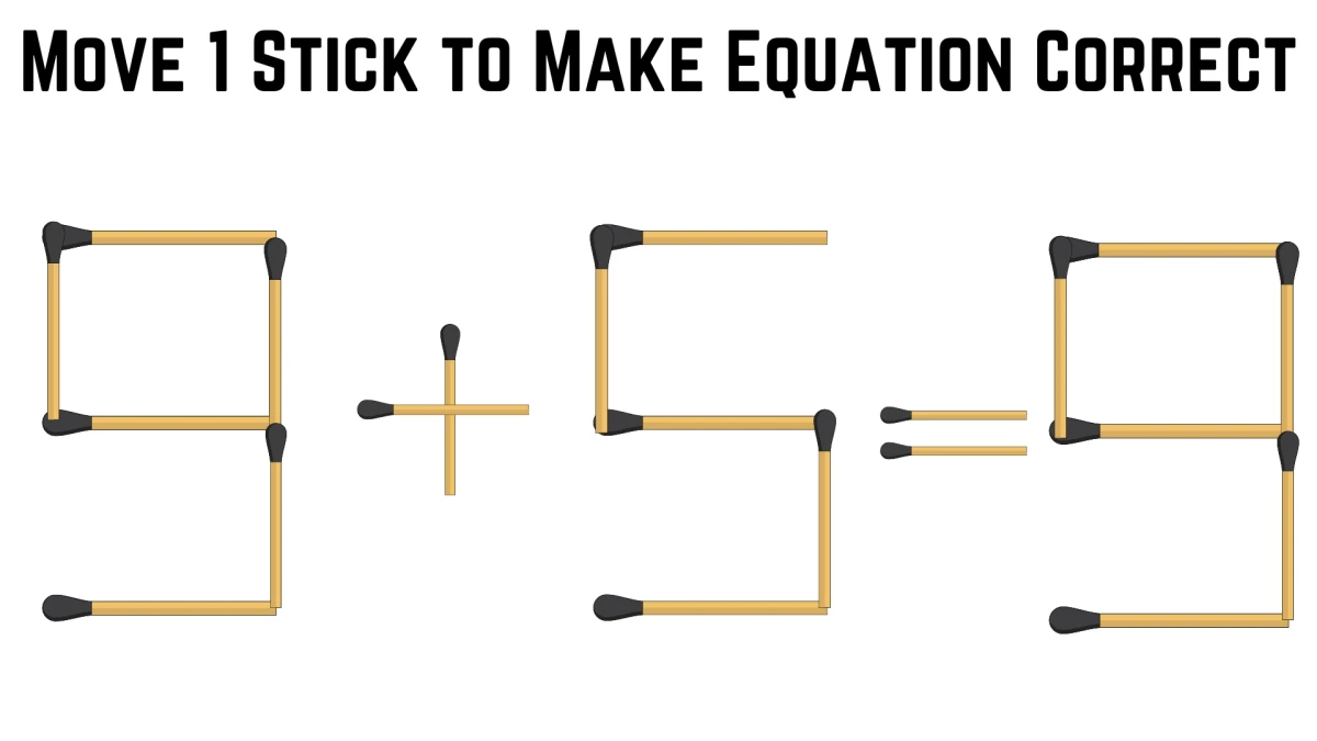 Brain Teaser Matchstick Puzzle: Move 1 Stick to Fix the Equation in 15 secs!