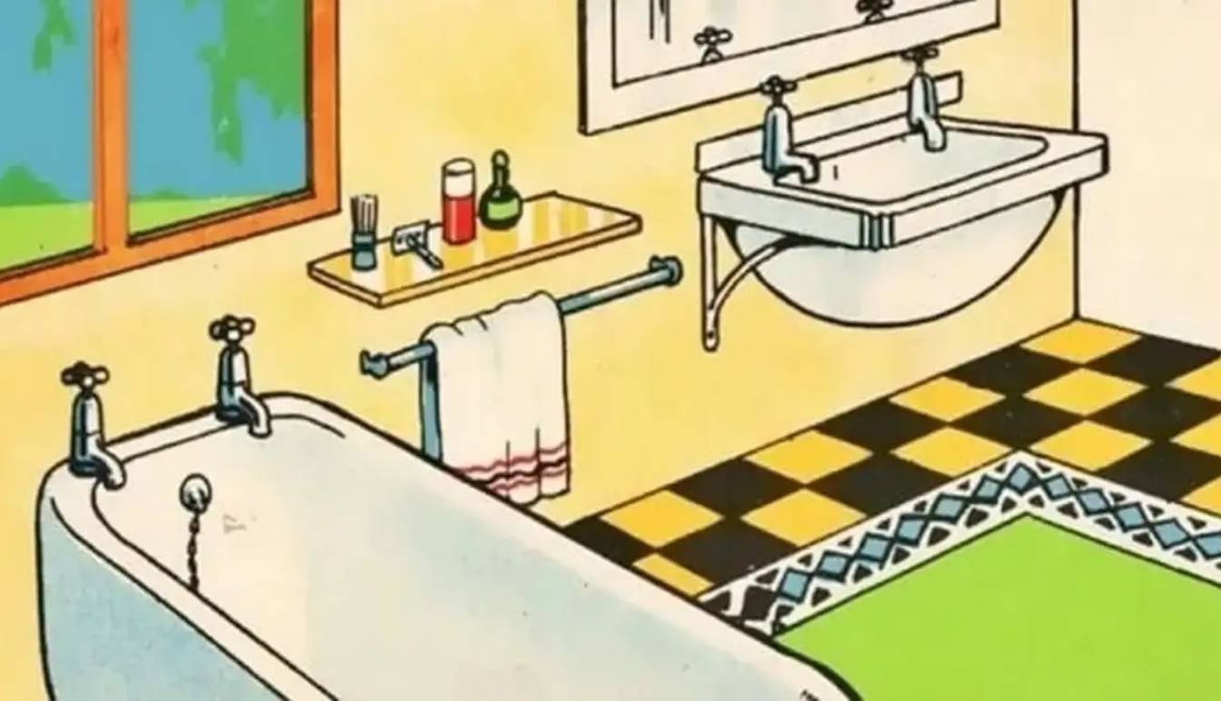 Brain teaser for great minds. Only extremely skillful minds can find the mistake in the bathroom image