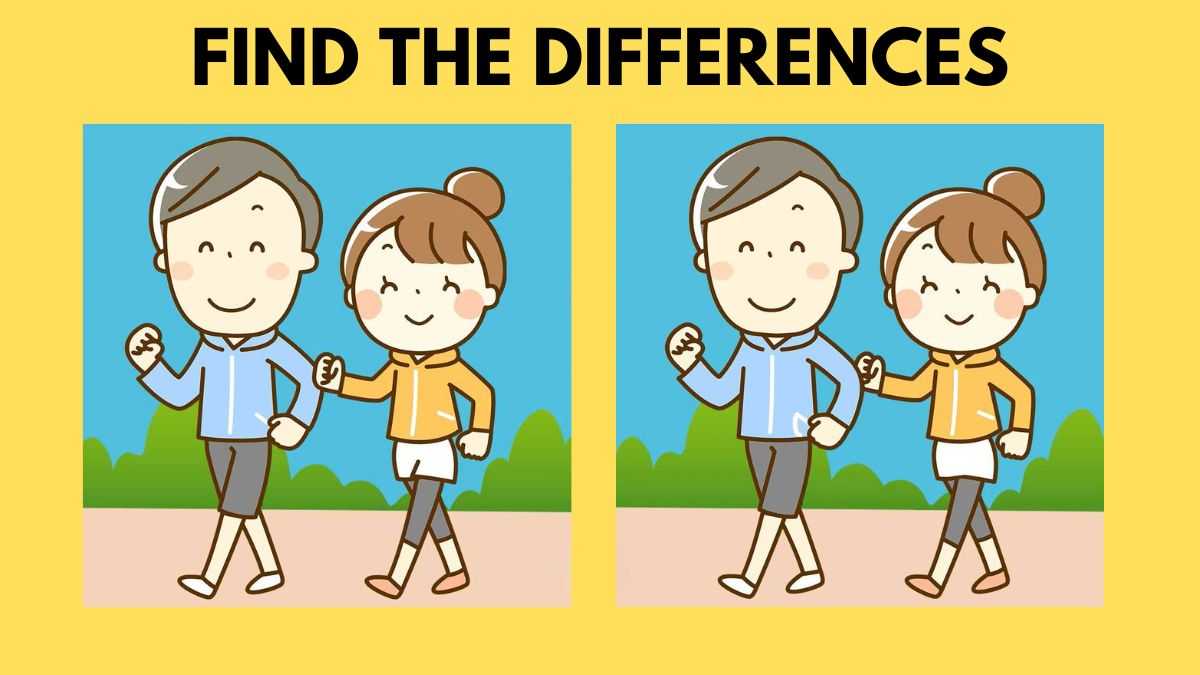 Find the differences between the pictures of a couple walking in the park in 11 seconds!