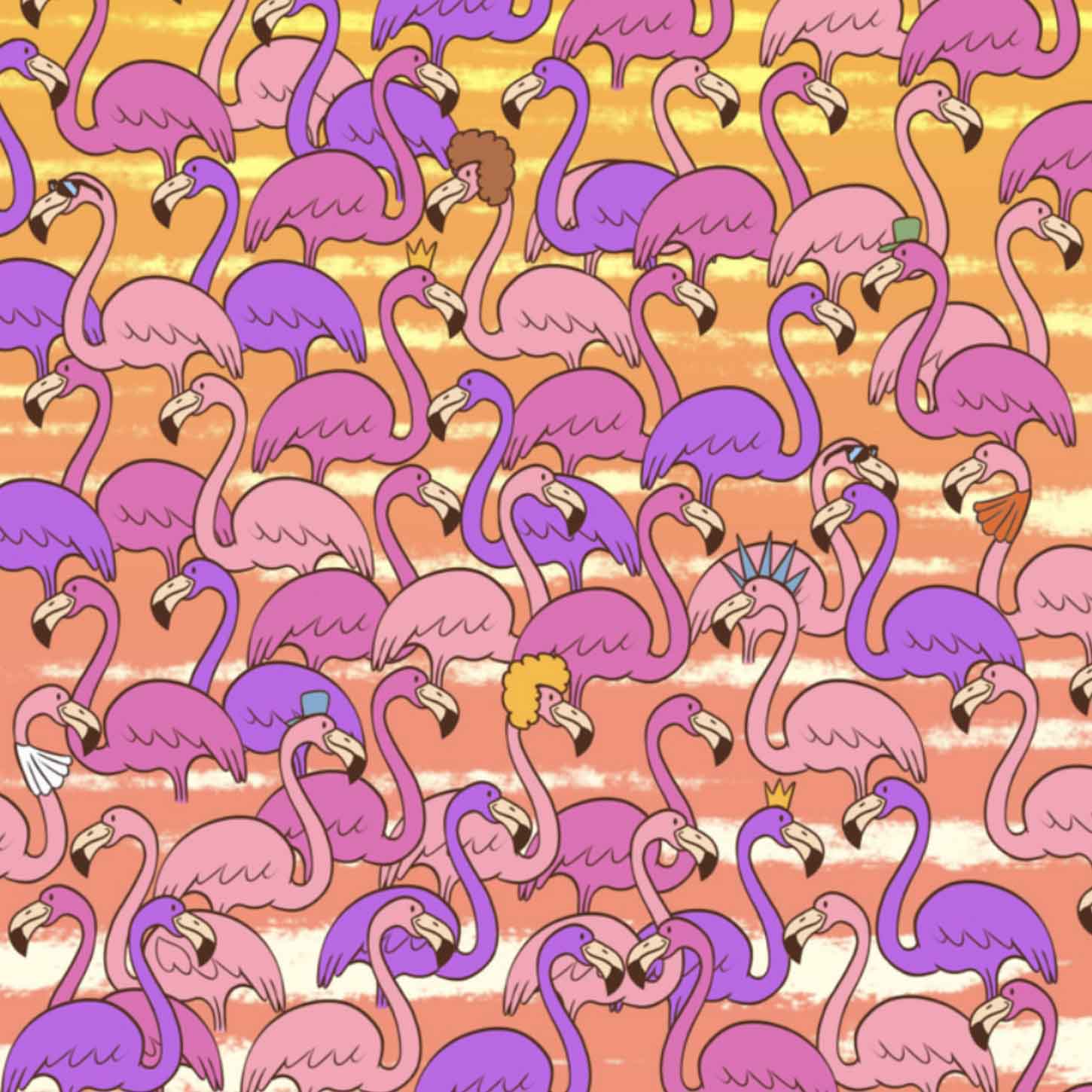 Find the heart hidden somewhere among the beautiful pink flamingos. Let’s get some romantic mood!