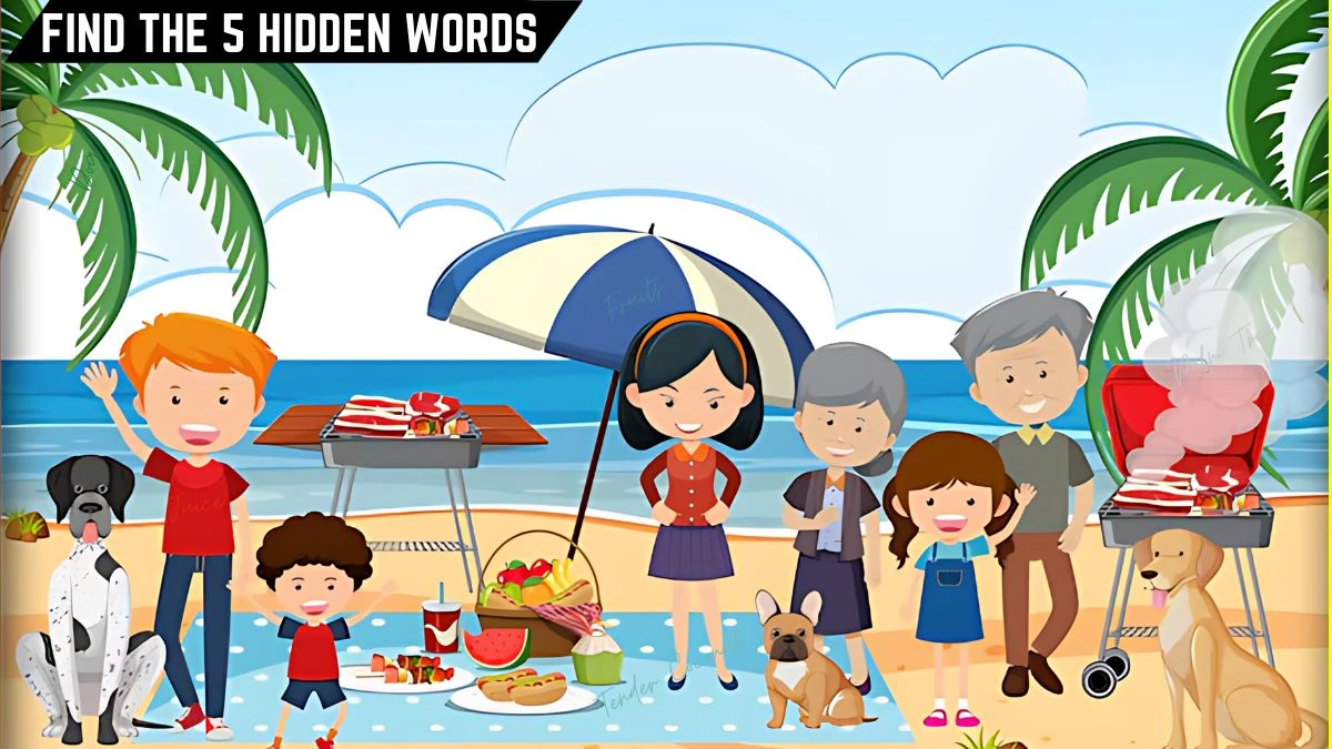 Genius IQ Test: Only 1 out of 8 can spot the 5 Hidden Words in this Beach Image in 12 Secs