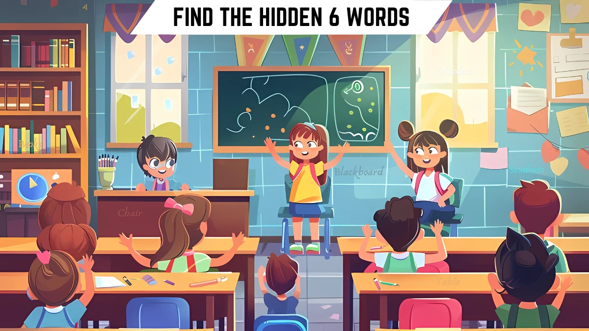 Genius IQ Test: Only detective minds can spot the 6 Hidden Words in this Classroom Image in 12 Secs