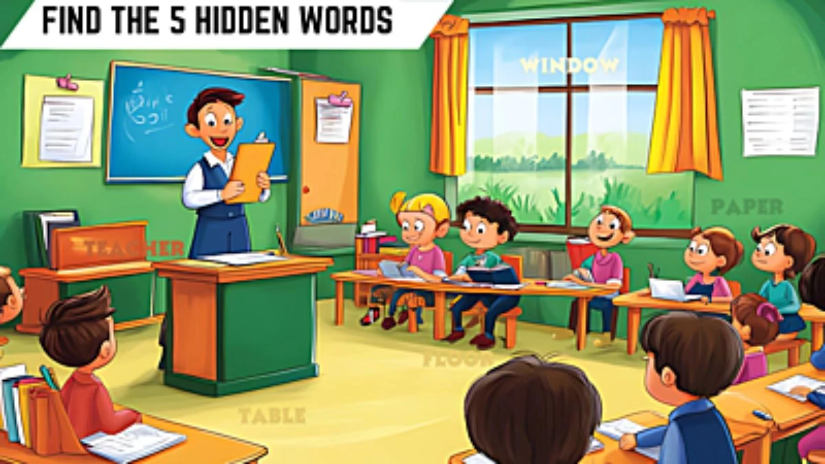 Genius IQ Test: Only highly intelligent people can find the 5 Hidden Words in this Classroom Image in 12 Secs