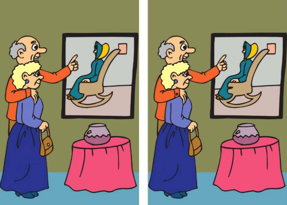 In 14 seconds, try to identify the four hidden distinctions between the image “Elderly couple” images