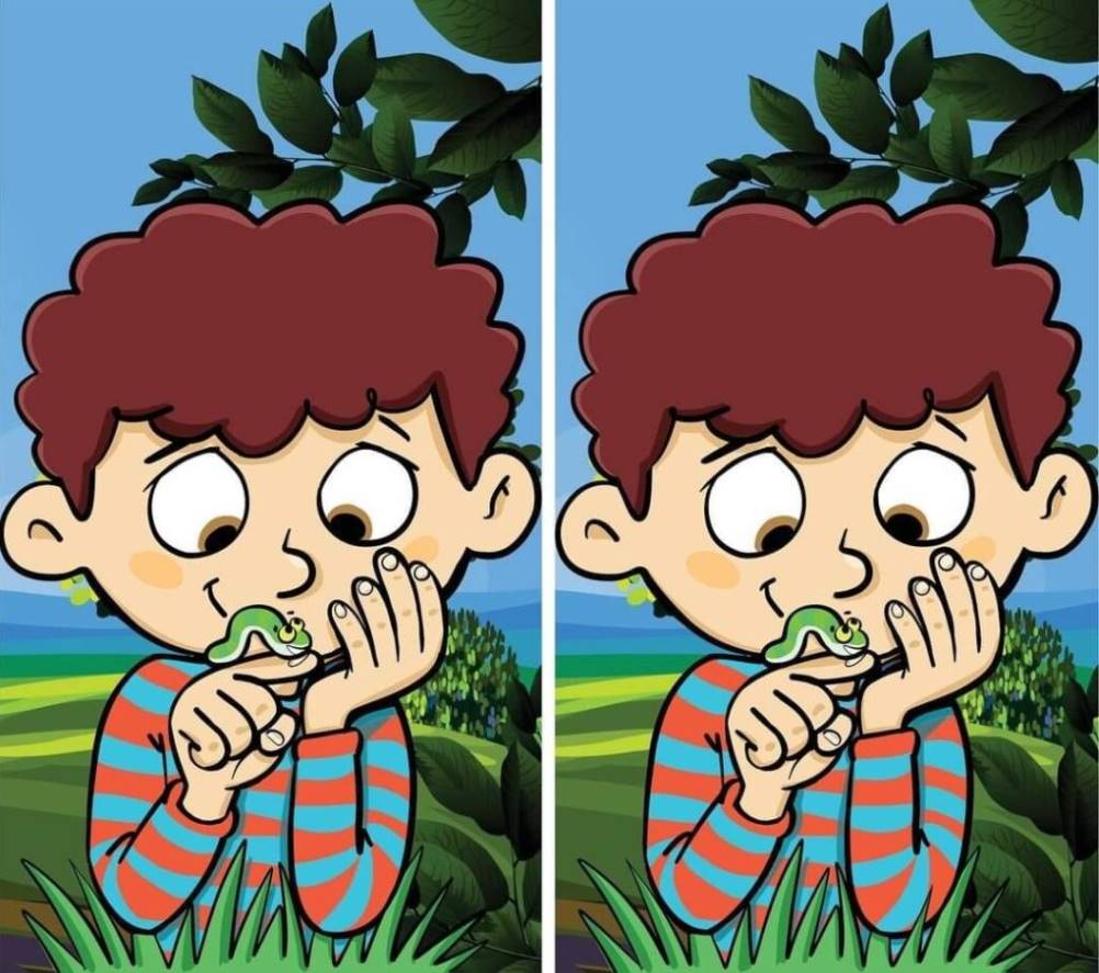 In 9 seconds, identify the difference between the boy and the caterpillar in the photo. Can you do it?