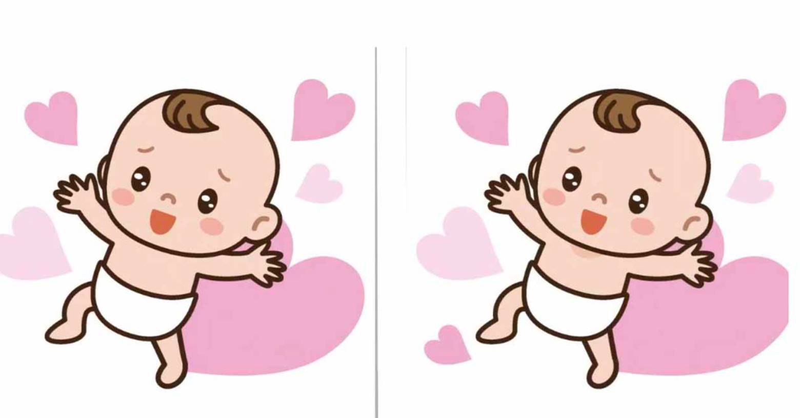 In fifteen seconds, can you identify three differences in the baby picture? IQ test