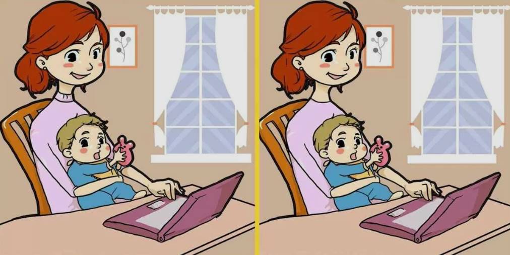 In just 17 seconds, identify 3 differences between the images of a woman and her child!