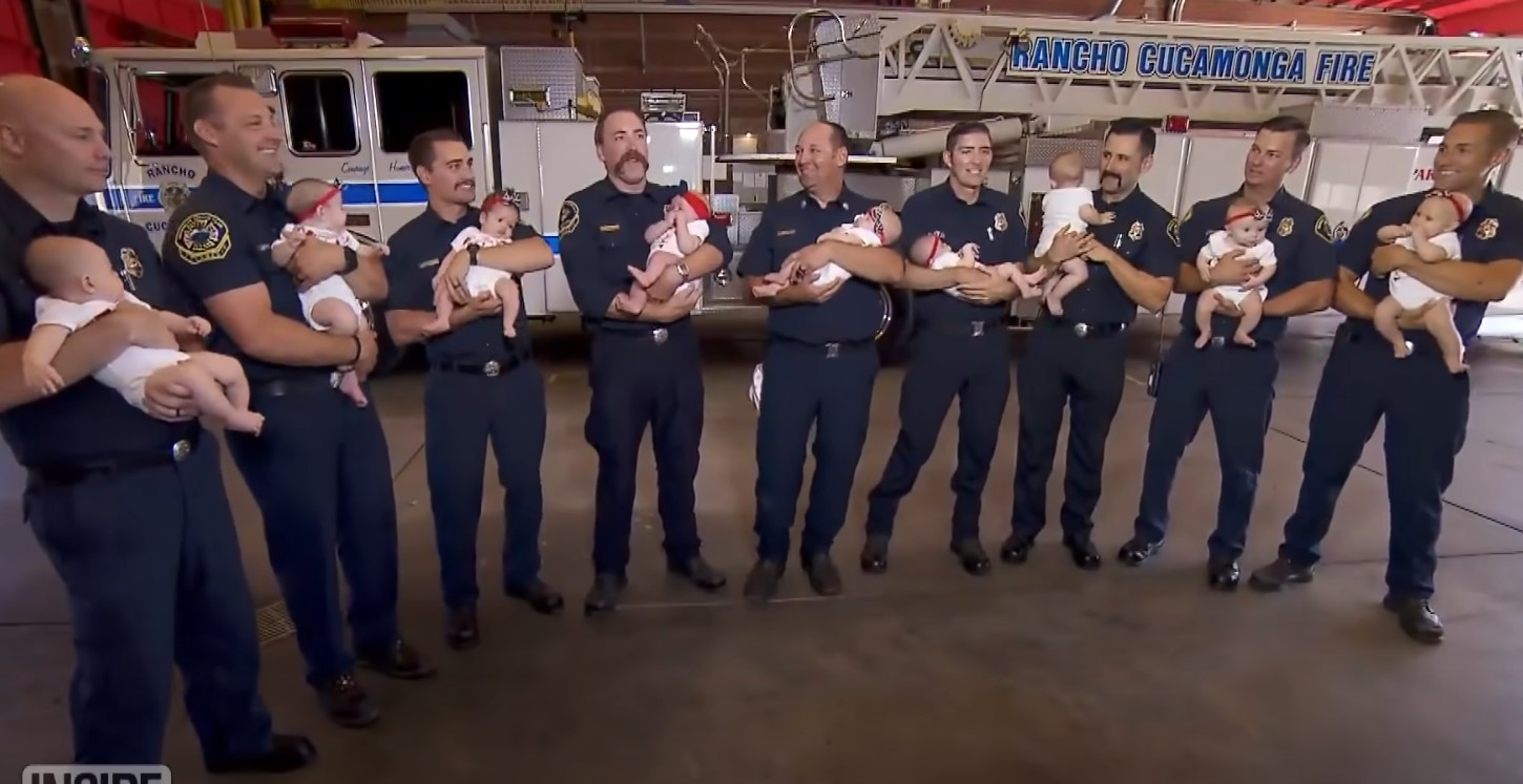 Nine firefighters had babies in the same year! This is what all of them look like together and what they feel