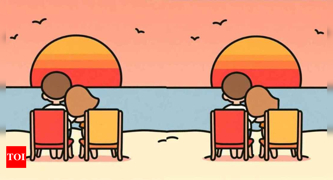 Optical Illusion: Find 3 differences between the couple watching sunset |