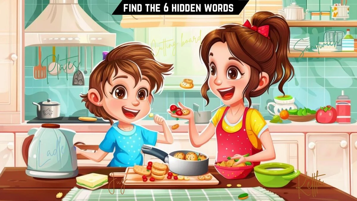 Picture Puzzle IQ Test: Only Puzzle Champions Can Find the 6 Hidden Words in this Kitchen Image in 12 Secs