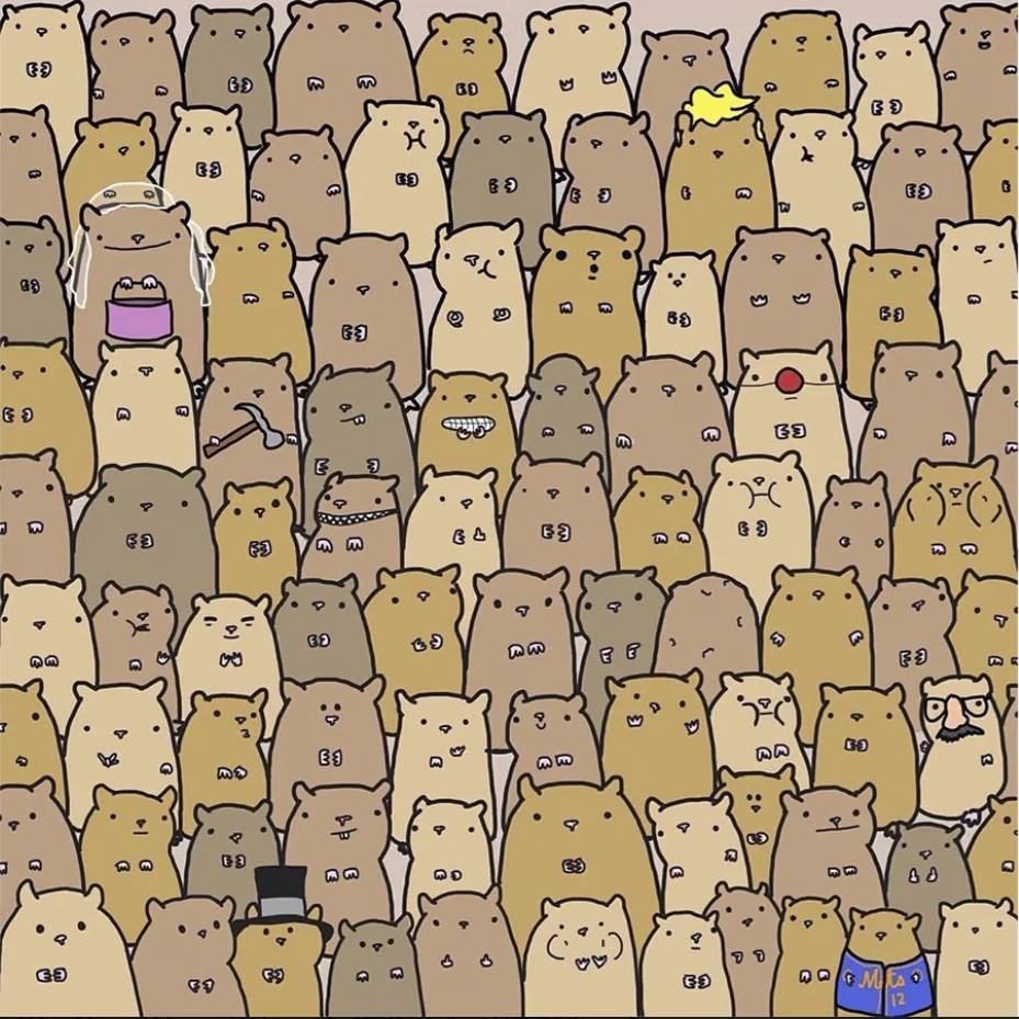 Potato among hamsters – find it within 15 seconds.