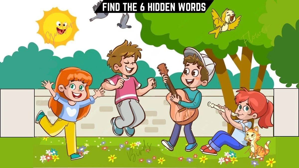 Puzzle IQ Test: Only high IQ individuals can Spot the 6 Hidden Words in this Park Image in 12 Secs