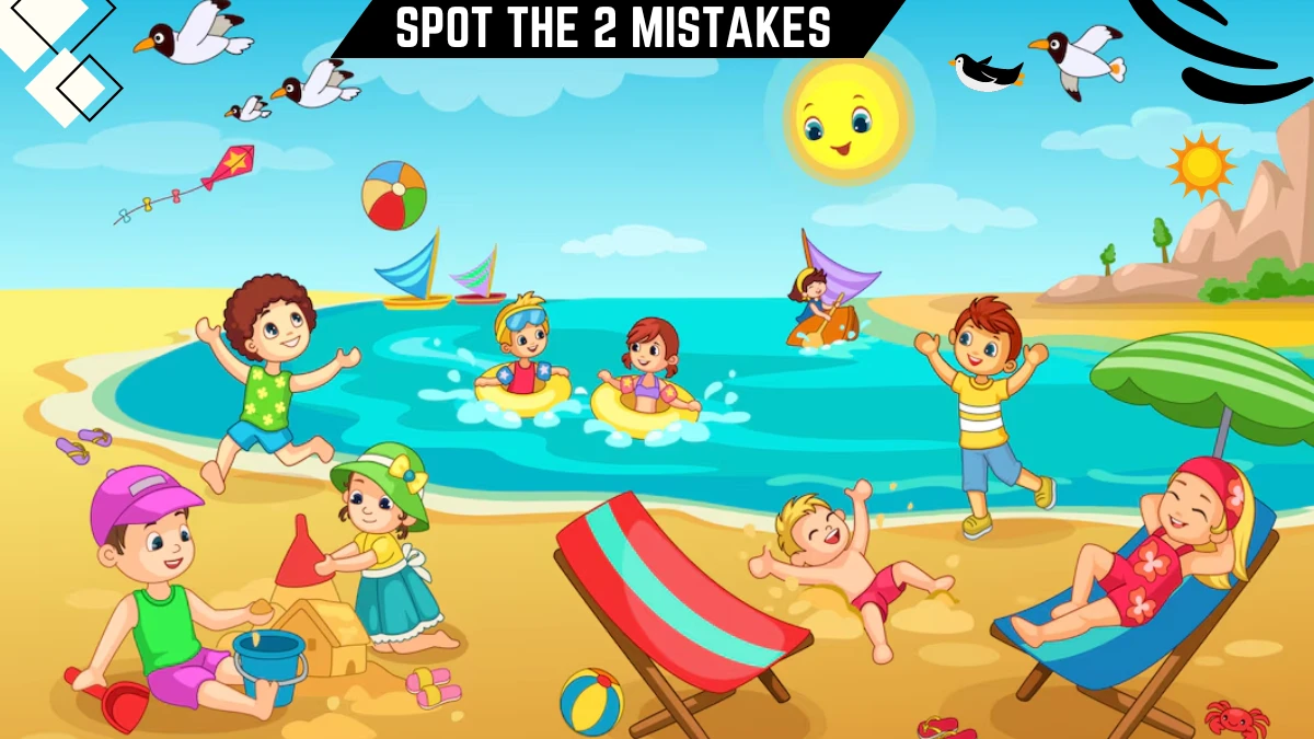 Spot the 2 Mistakes Picture Puzzle Eye Test: Only detective minds can spot the 2 Mistakes in this Beach Image in 8 Secs