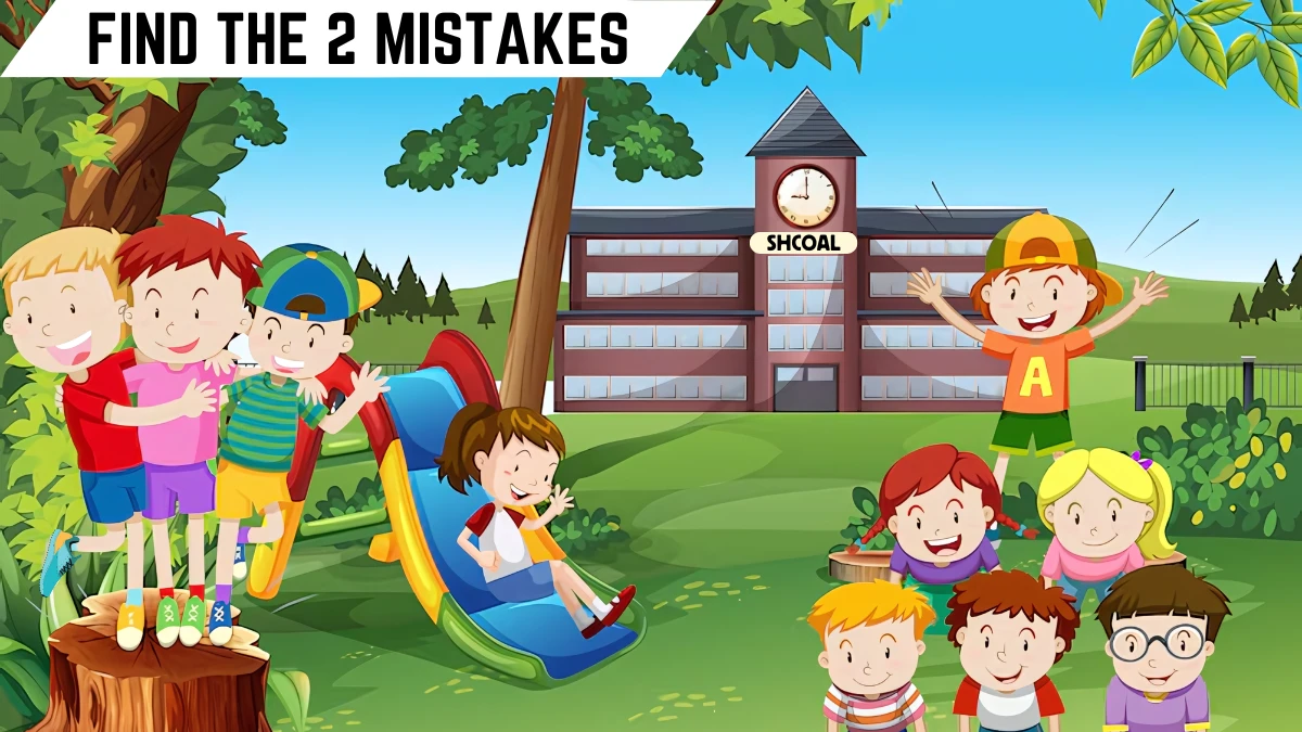 Spot the 2 Mistakes Picture Puzzle: Only high IQ individuals can find the 2 Mistakes in this School Image in 8 Secs