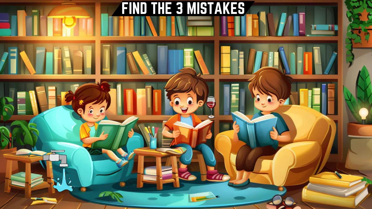 Spot the 3 Mistake Picture Puzzle: Only highly attentive eyes can Spot the 3 Mistakes in this Library Image in 10 Secs