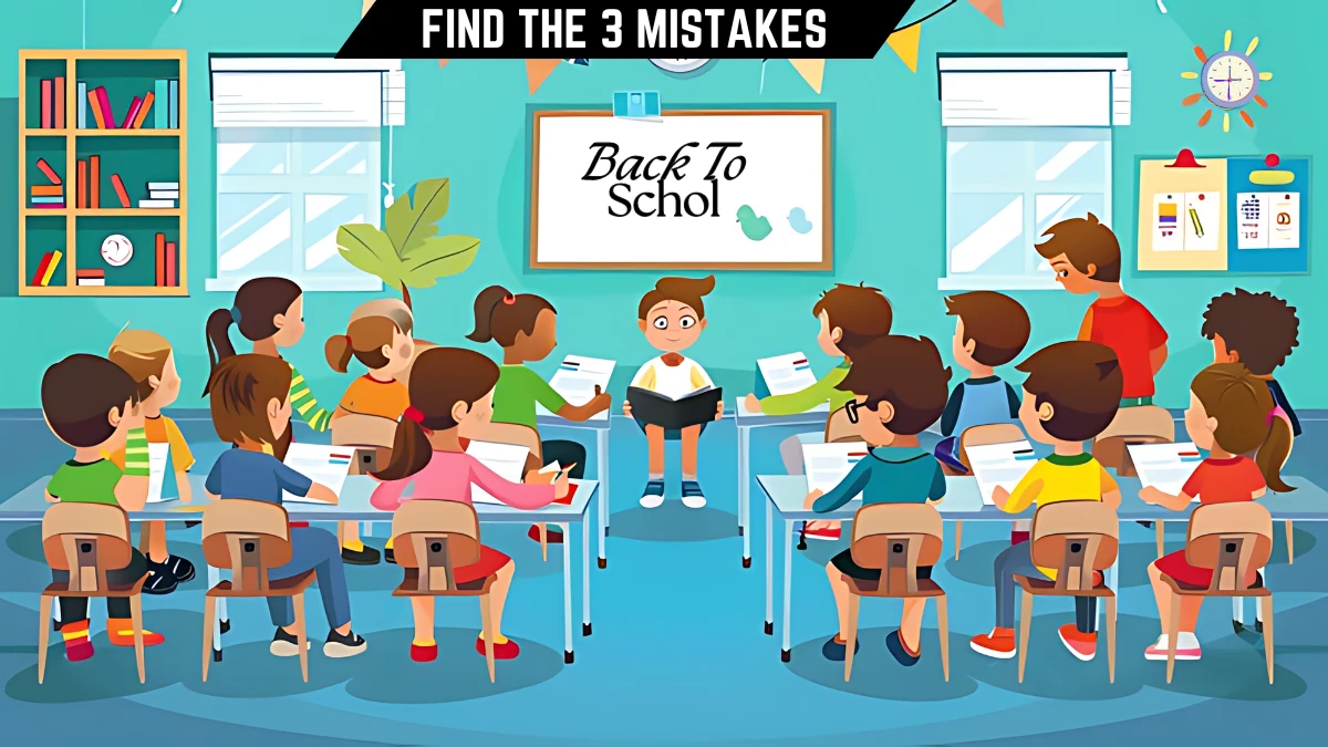 Spot the 3 Mistakes Picture Puzzle: Only High IQ Genius Can Spot the 3 Mistakes in this Classroom Image in 10 Secs