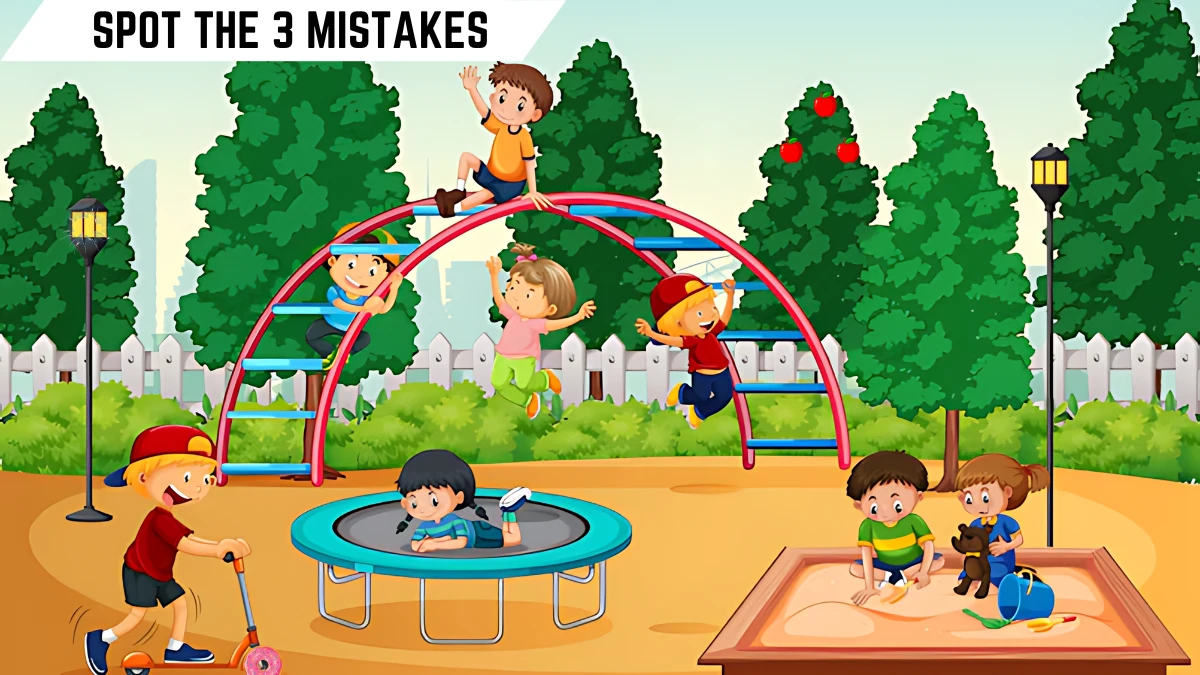 Spot the 3 Mistakes Picture Puzzle: Only high IQ individuals can Spot the 3 Mistakes in this Park Image in 12 Secs