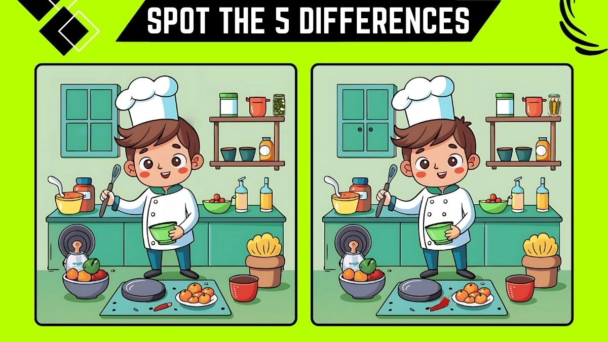 Spot the 5 Differences Picture Puzzle Game: Only People with 50/50 Vision Can Spot the 5 Differences in this Chef Image in 12 Secs