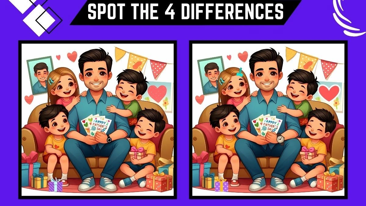 Spot the Difference Game: Only Genius can spot the 4 Differences in this Dad and his Children