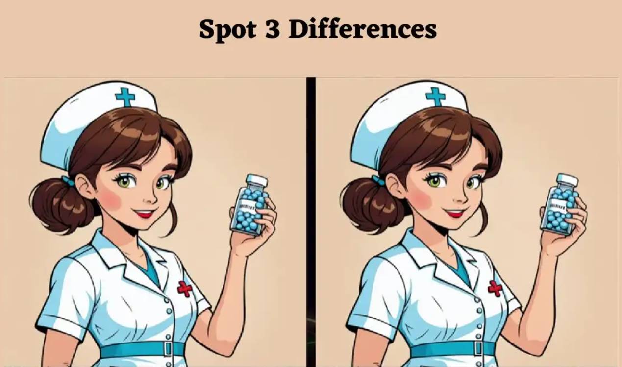 The two nurse pictures actually have three differences. Try to find all of them in just 10 seconds!