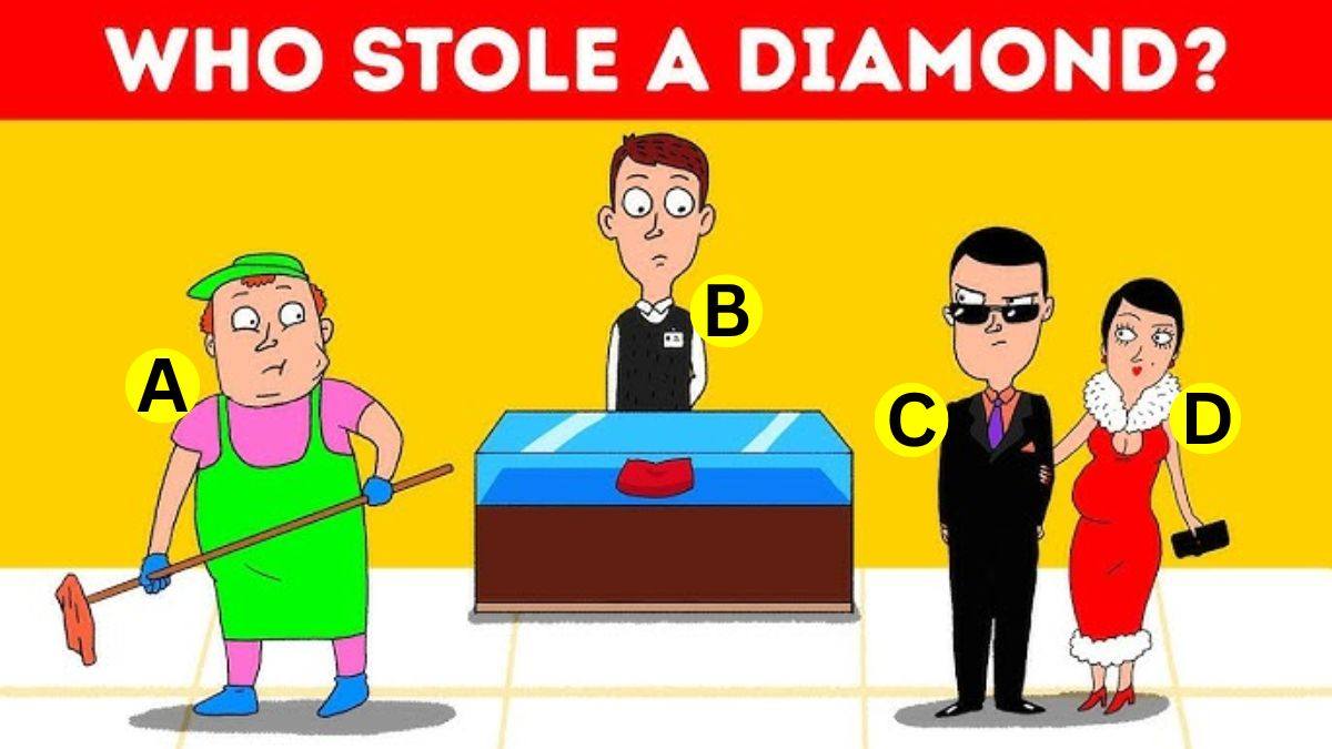 Brain Teaser IQ Test: Spot Who Stole The Diamond? Only 1% Sherlock Holmes Solve This Mystery In 5 Seconds!