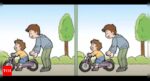 Optical Illusion: Can you spot 3 differences in this boy learning bicycle picture? |