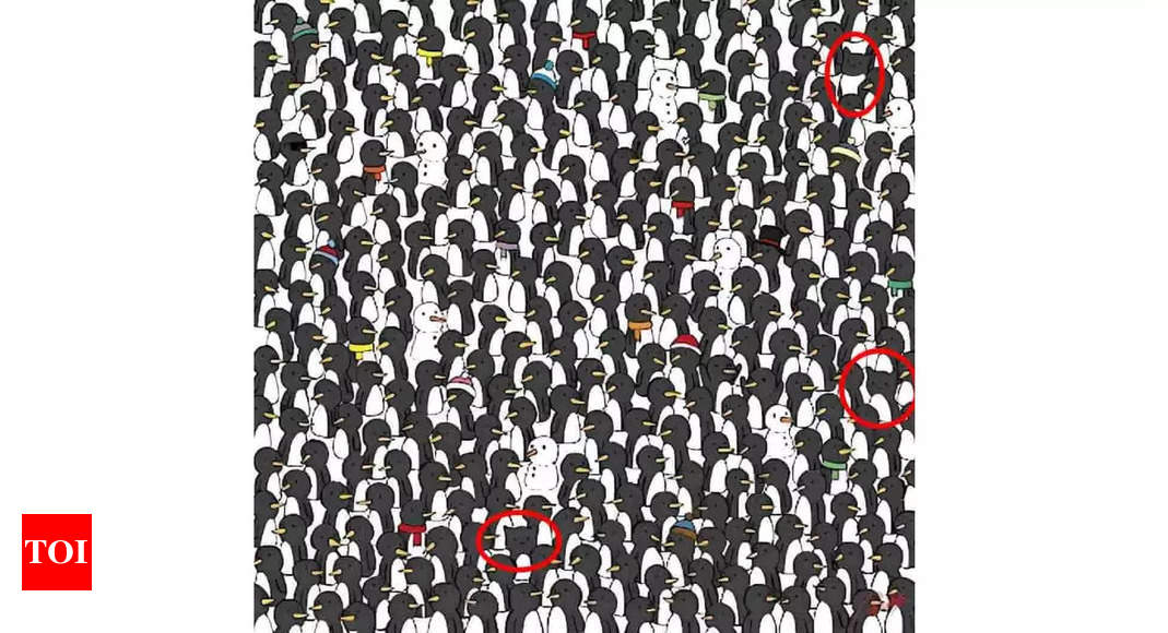 Optical Illusion to Test Your Vision: Find 3 Cats Among Penguins in 10 Seconds!