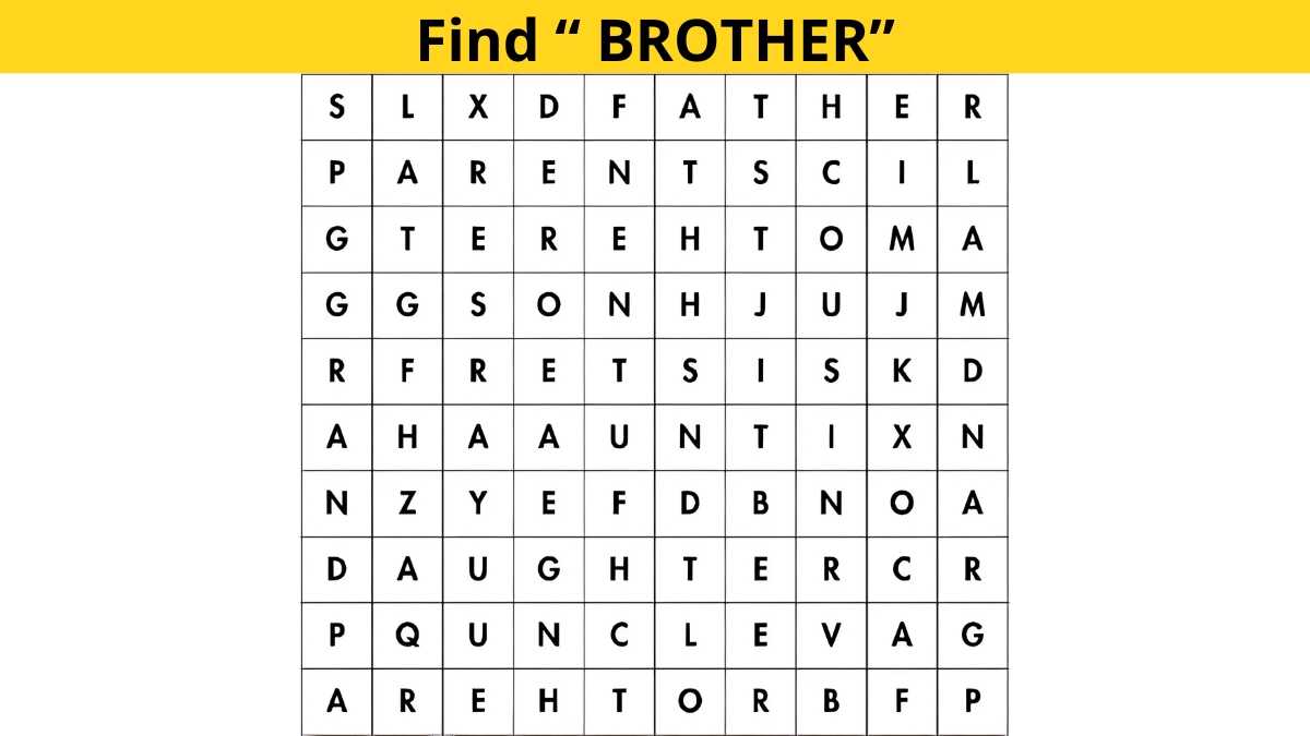 Word Search Puzzle: Find the word ”BROTHER” in 6 seconds!