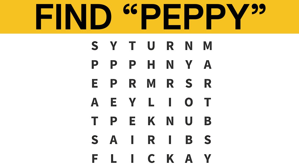 Word Search Puzzle: Find the word ”PEPPY” in 6 seconds!