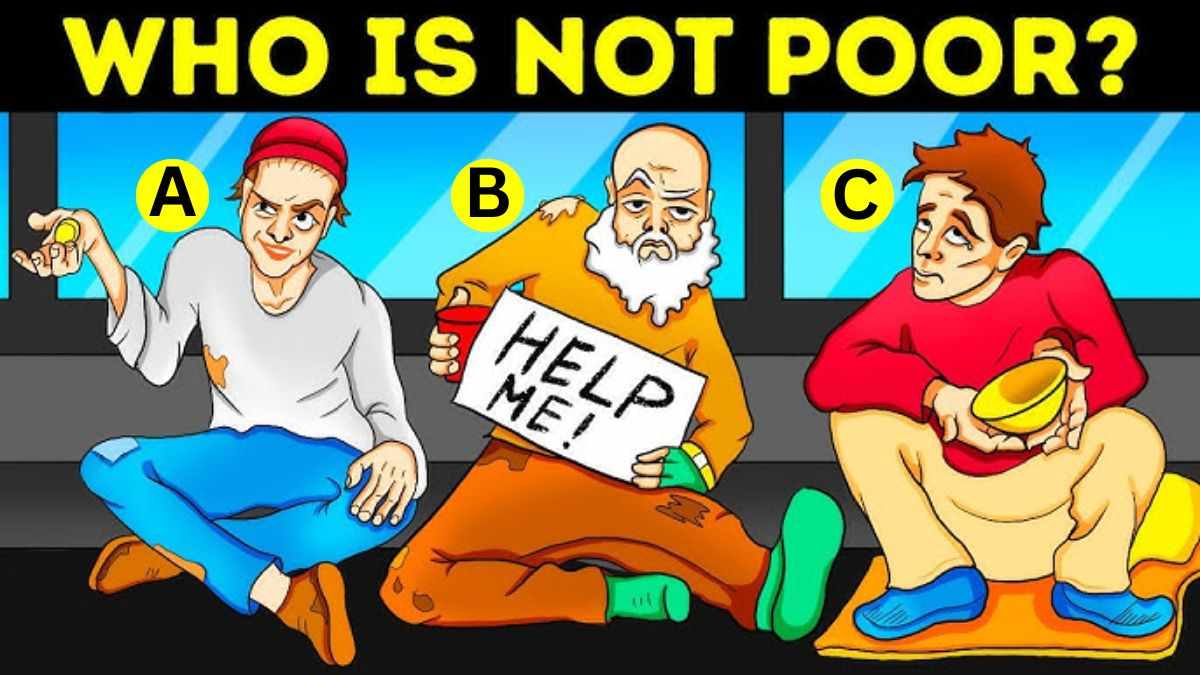 Brain Teaser: Spot Who Is Not Poor? Only 2% Extremely Observant Pass This IQ Test In 5 Seconds!