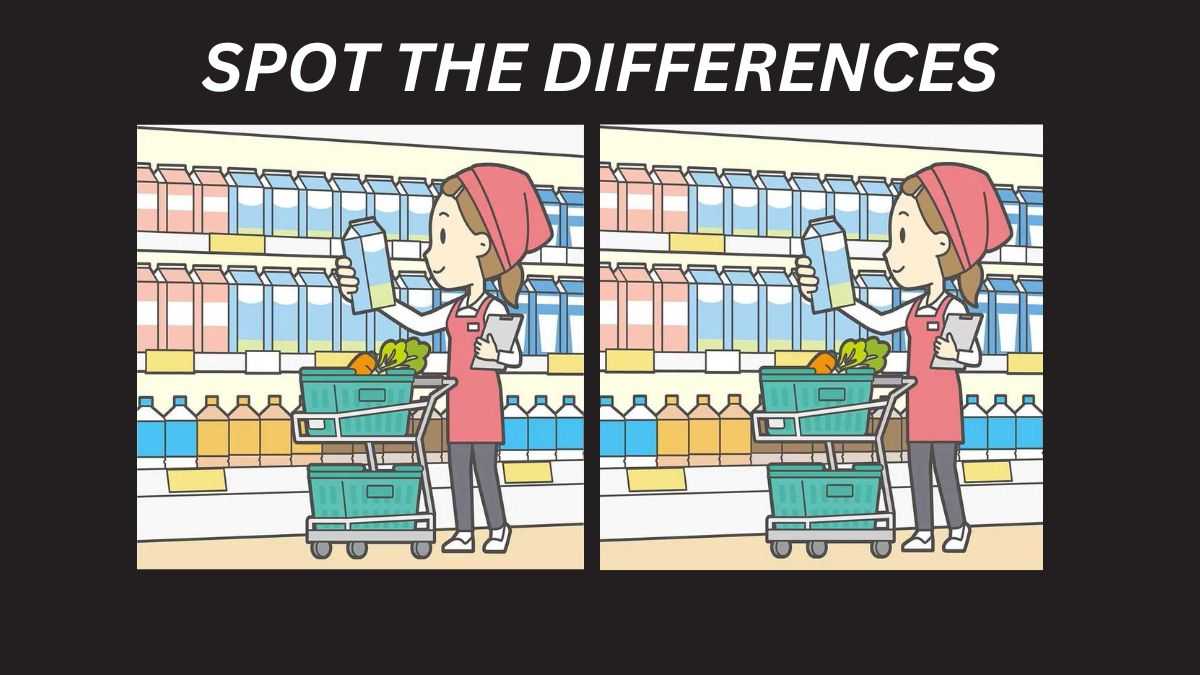 Spot 3 differences between the pictures of a girl purchasing groceries in 21 seconds!