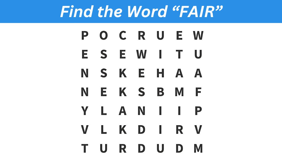 Word Search Puzzle: Find the word ”FAIR” in 9 seconds!