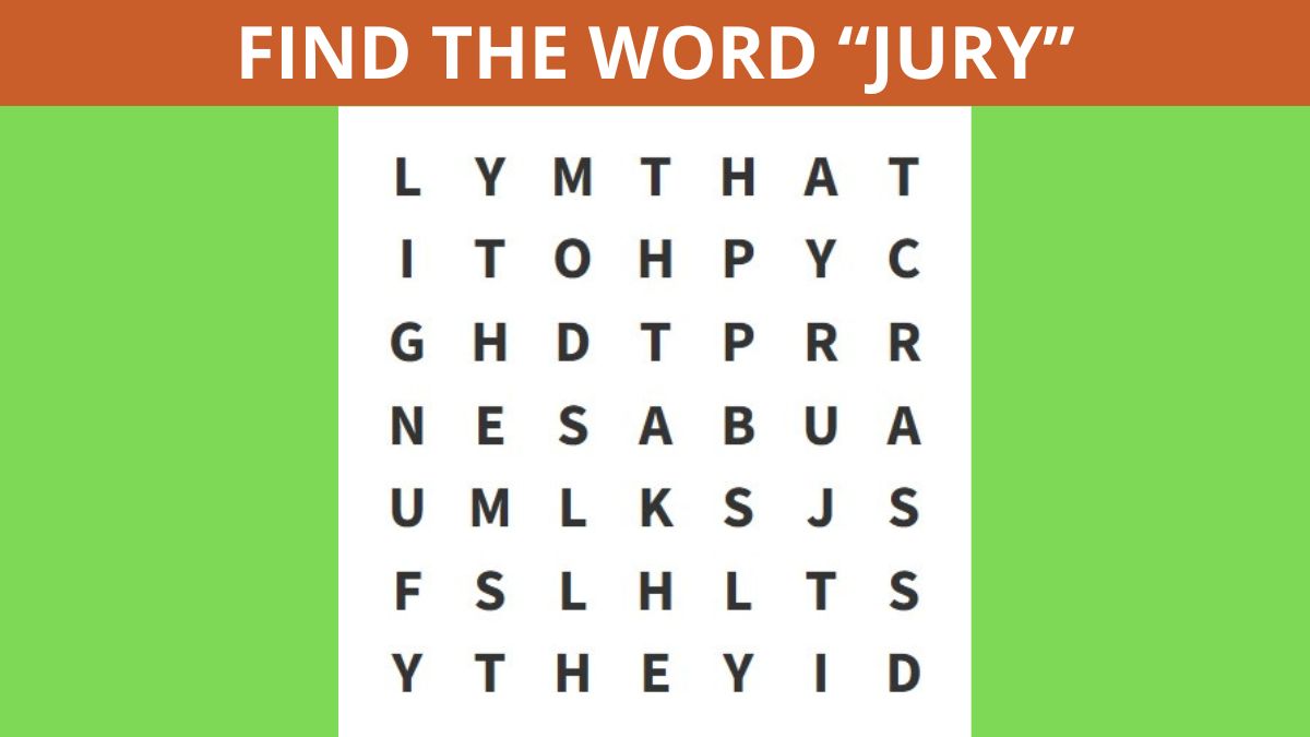 Word Search Puzzle: Find the word “JURY” in 6 seconds