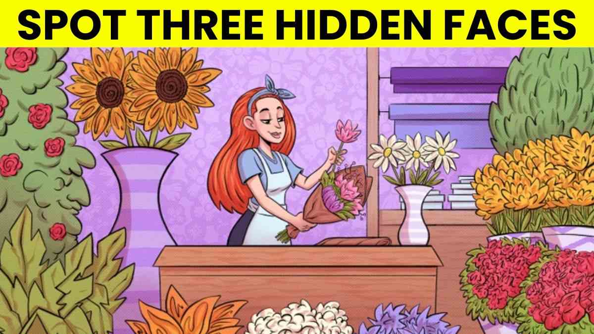 Optical Illusion IQ Test: Only 1% With Observation Power Can Spot Three Faces Hidden in This Florist’s Shop in 5 Seconds!