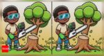 Optical illusion: Only a person who has perfect vision can spot 3 differences in the guy cutting the tree