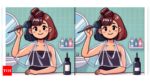 Spot the difference: Can you spot 3 differences in this girl colouring her hair picture?